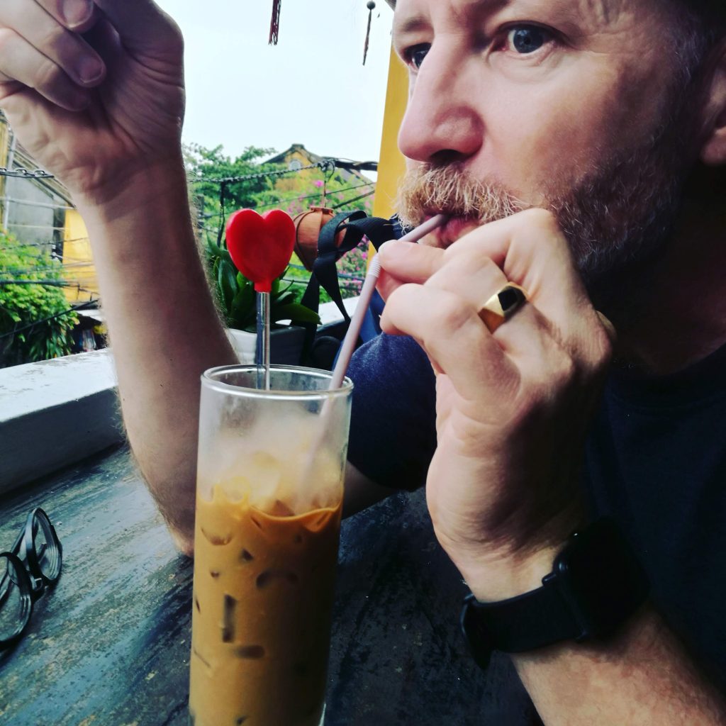 Vietnamese coffee on the gold ciast